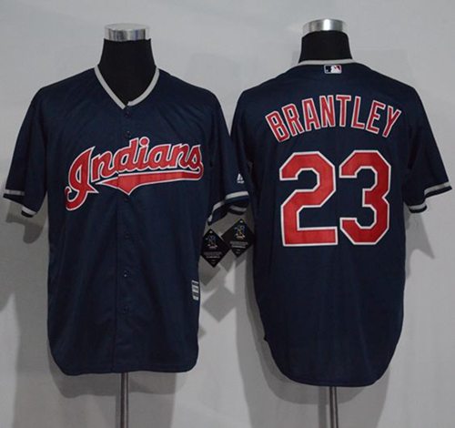 Indians #23 Michael Brantley Navy Blue New Cool Base Stitched MLB Jersey - Click Image to Close